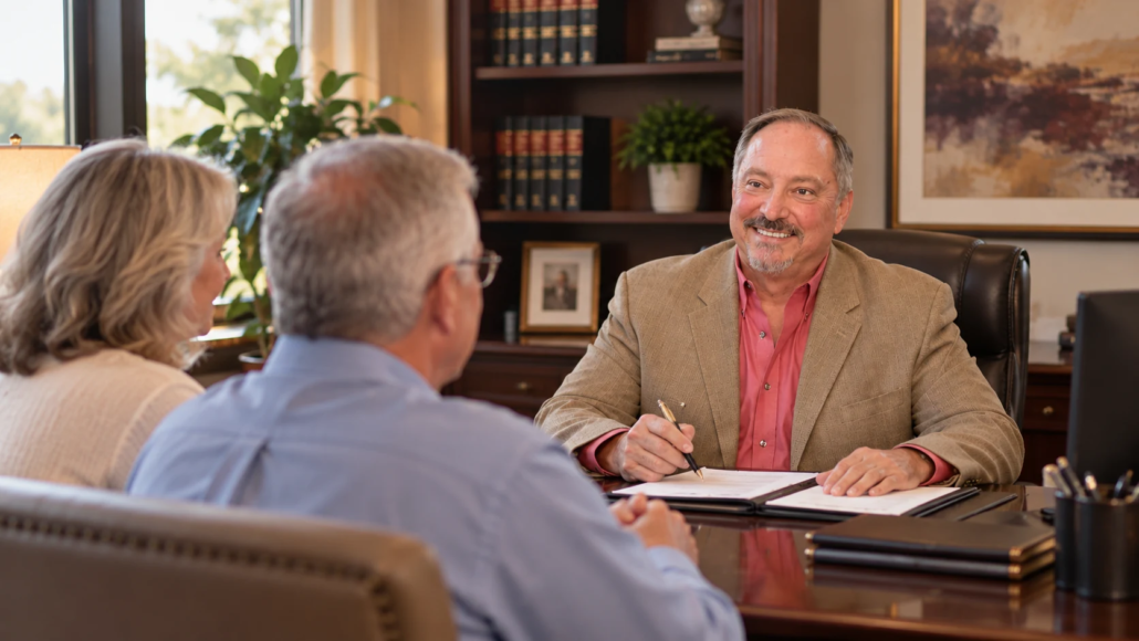 Wills & Estate Planning Attorney in North Texas Wills and estate planning consultation with an attorney and couple in North Texas